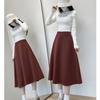 Angora Red Umbrella Skirt Half Skirt for Women Autumn Winter Mid-Length Plus Size Hip-Covering Slimming Pleated Skirt Half Suit Skirt