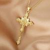 Cool Mens Gold Plated Jesus Crucifix Cross Pendant Necklace For Men Stainless