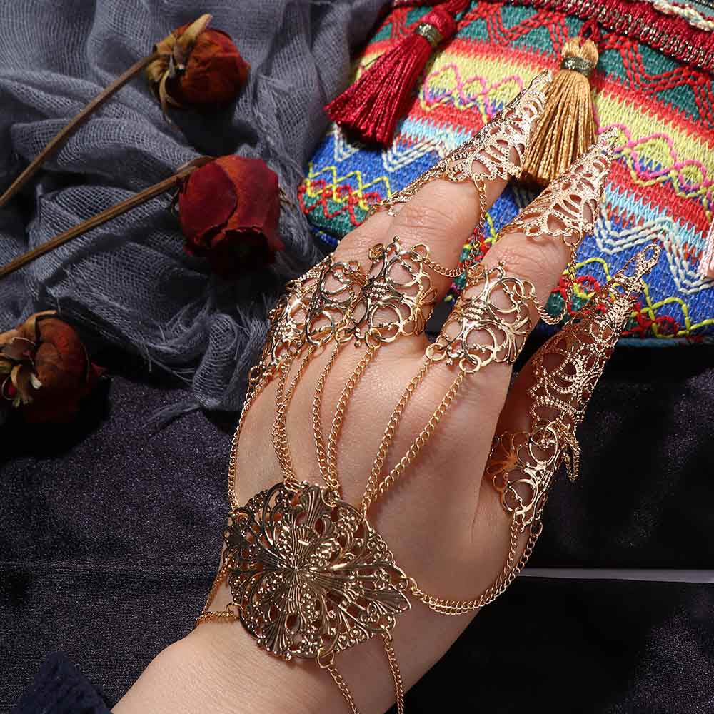 Кольца для рук Кольца на костяшки пальцев Женские ювелирные изделия Аксессуары Кольца для ногтей с браслетом Браслет на палец