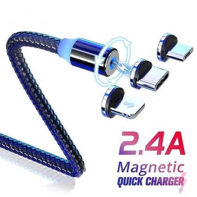 Светодиодный магнитный USB-кабель, магнит для быстрой зарядки, кабель Micro USB Type C, кабель для синхронизации данных для IPhone, Samsung, HuaWei, Xiaomi