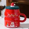 Creative Christmas Ceramic Cup Christmas Cup High Pretty Mug Souvenir with Lid Spoon Coffee Cup Cartoon Cup