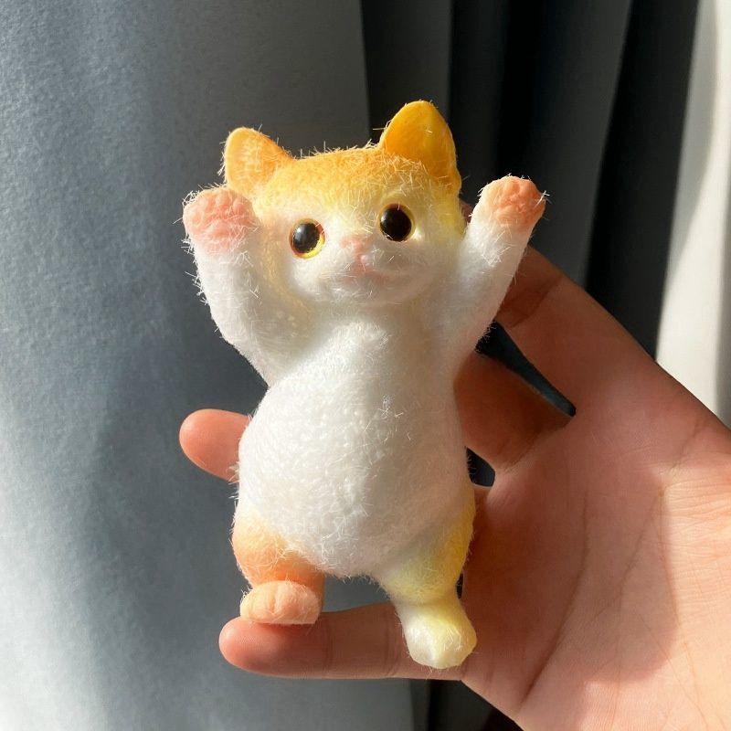 Игрушка-пищалка Taba, милый котенок с поднятой лапкой, мягкий кавайный котенок, медленно поднимающийся, сенсорная интерактивная забава