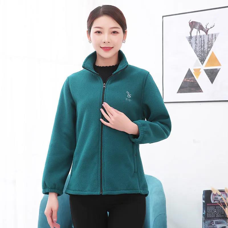 Зимняя женская флисовая куртка с воротником-стойкой, модная повседневная толстая теплая короткая куртка-кардиган, подходит для женщин