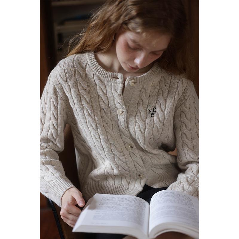 Nicepeople Кардиган с круглым вырезом и косами из австралийской шерсти мериноса