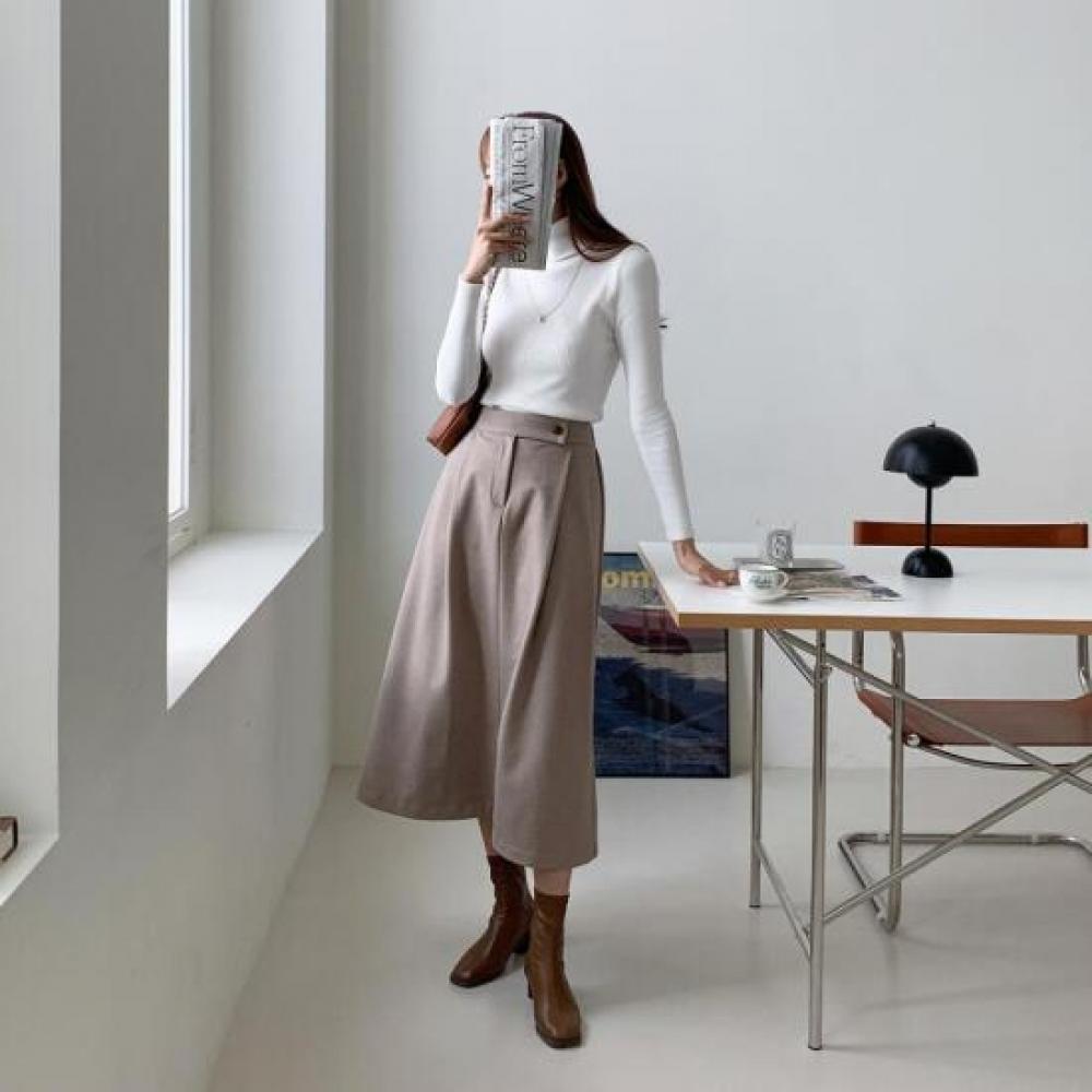 New ArrivalS Open Run Women S Winter Office Look Banding Flare Long Skirt bokaSi