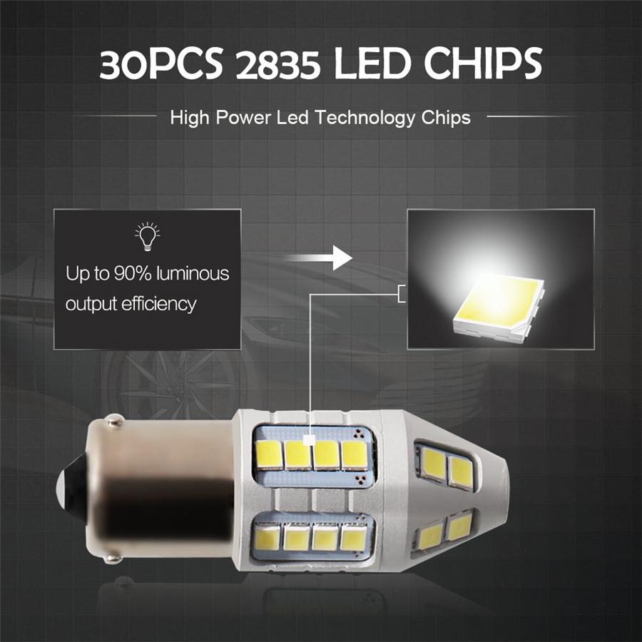 2pc Canbus No Resistor No Flash Amber BAU15S 7507 PY21W 1156PY 30SMD 2835 LED Bulbs