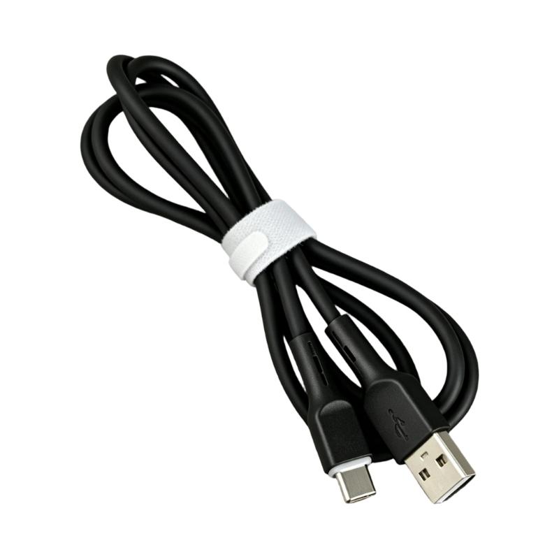 Силиконовый USB C кабель для зарядки, USB A на USB C линия передачи данных, 1 метр, мягкий шнур для путешествий, рабочего стола и прикроватной тумбочки