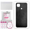 apgo Protective Skin Sticker for the Back Compatible with Xiaomi Redmi 9C, Wrap Film, Foil, Vinyl - Pattern Black Leather