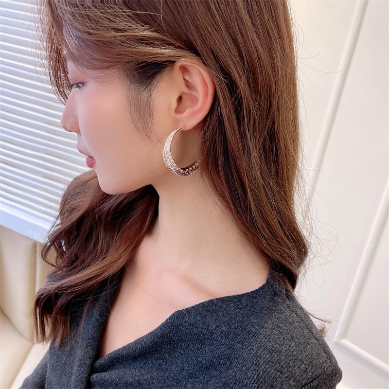 Темперамент легкие роскошные серьги прилив преувеличенная атмосфера С-образные большие круглые серьги ювелирные изделия модные серьги на заказ