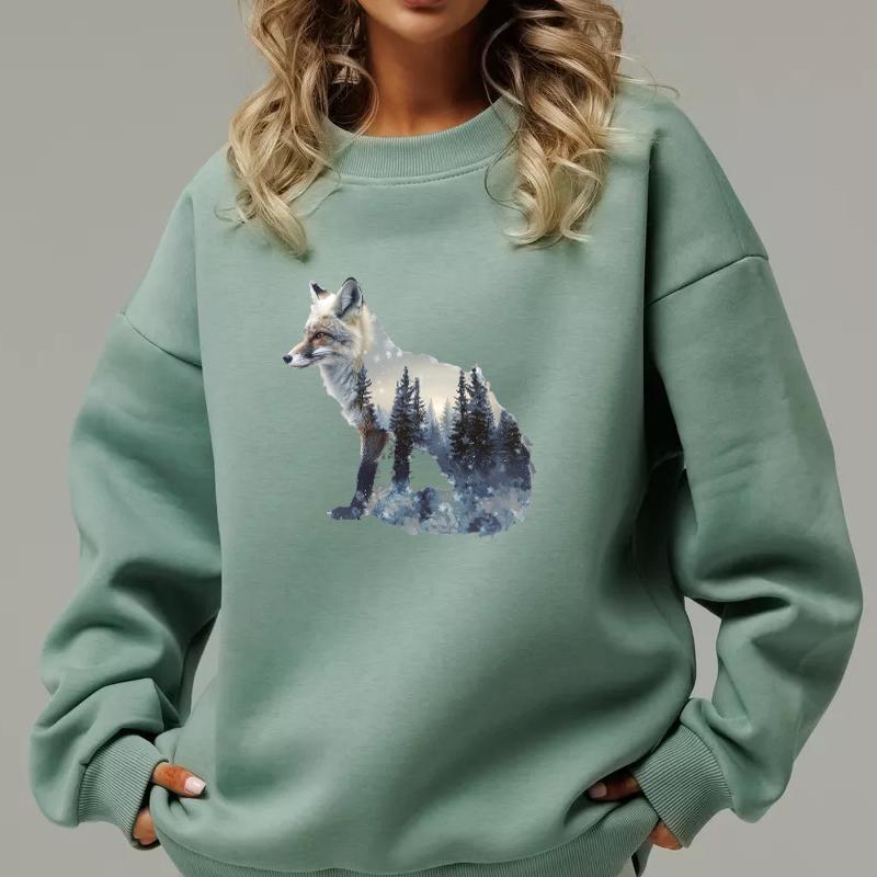 Творческие животные с пейзажем Термоперевод Винил Лесные животные Parches Ropa Футболки Толстовки Сделай Сам Одежда Наклейки Пользовательские