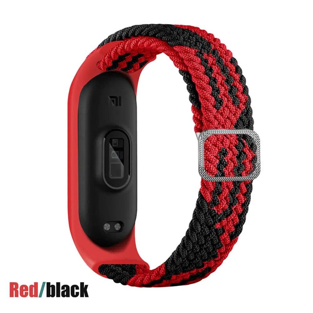 Тканый нейлоновый ремешок для Mi Band 8 7 6 Эластичный регулируемый нейлоновый браслет для Xiaomi Mi Band 4 3 5 6 7
