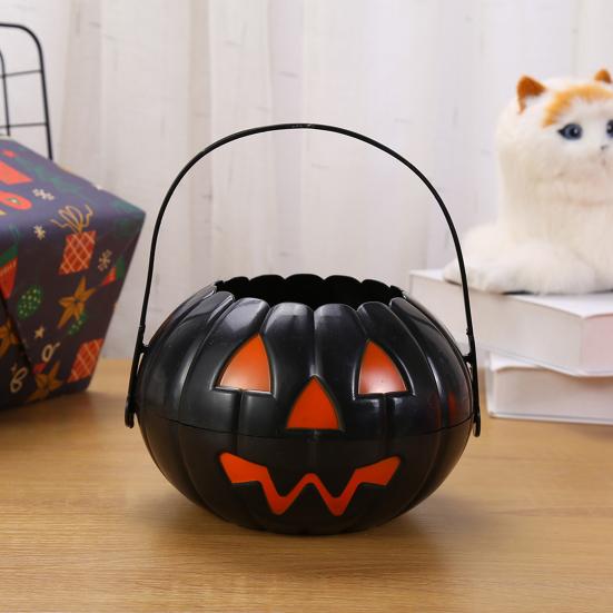 Scary Halloween Candy Bucket Detachable Pumpkin Kettle Box for Trick or Treat Spacious Eye-catching Decoration