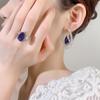 Новый комплект ювелирных изделий из чистого серебра 925 пробы с иглой-гвоздиком из циркония с темно-синим циркониевым кристаллом для женщин