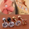 Medical Titanium Steel Coarse Needle Zircon Earrings for Girls Men Rhinestone Studded Earrings Ear Bone Nails