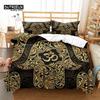 Hamsa Hand Duvet Cover Set Microfiber Golden Lucky Hand Of Fatima Bohemian Quilt Cover Black Gold Bedding Set Queen Room Decor