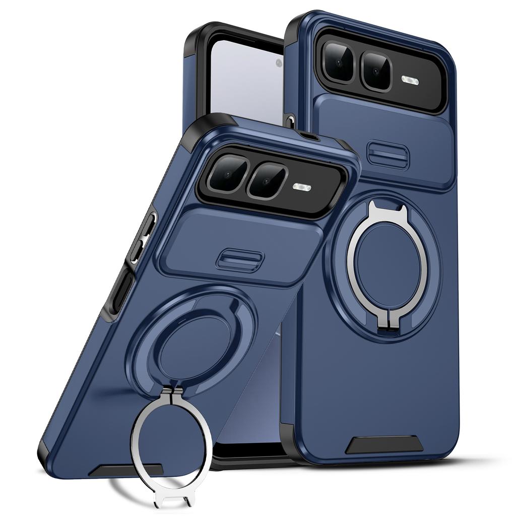 Магнитная подставка-кольцо Чехол для телефона Для Infinix Smart 10 Plus Защита объектива камеры-слайдера TPU рамка Жесткая пластиковая задняя крышка Fundas