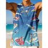 Summer Round Neck 3D Palm Leaf Printed Top Fashionable Casual Hawaiian Beach Sleeveless Vest Men's T-shirts