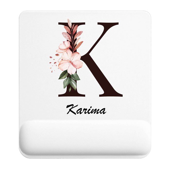 Tapis de souris - PLANETEE - Karima Lettre Fleur - Multicolore - 22 x 18 cm - Surface lisse anti‑dérapante