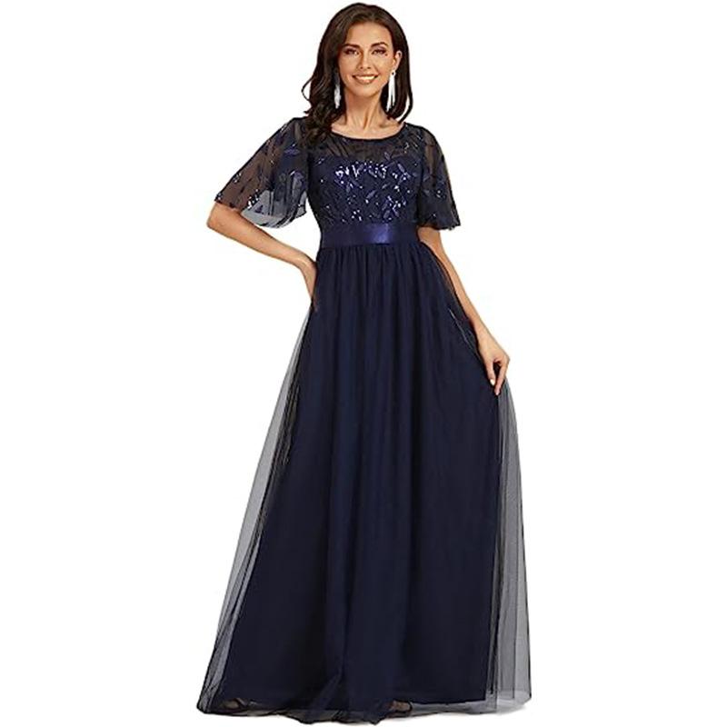 Dress new new dress long dress evening dress lace splicing dress women