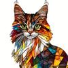 Cat Stained Art Ornament Acrylic Window Hanging Sun Catcher Colorful Cat Panel Wall Hanging Art Decor for Cat Lovers