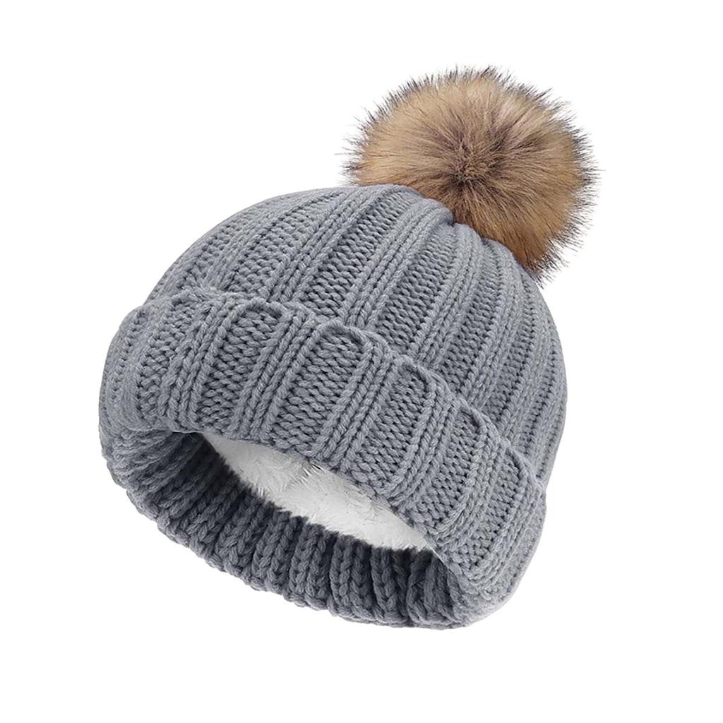 Зимние теплые вязаные шапки Толстая напускная шапка с помпоном для лыжных игр в снежки