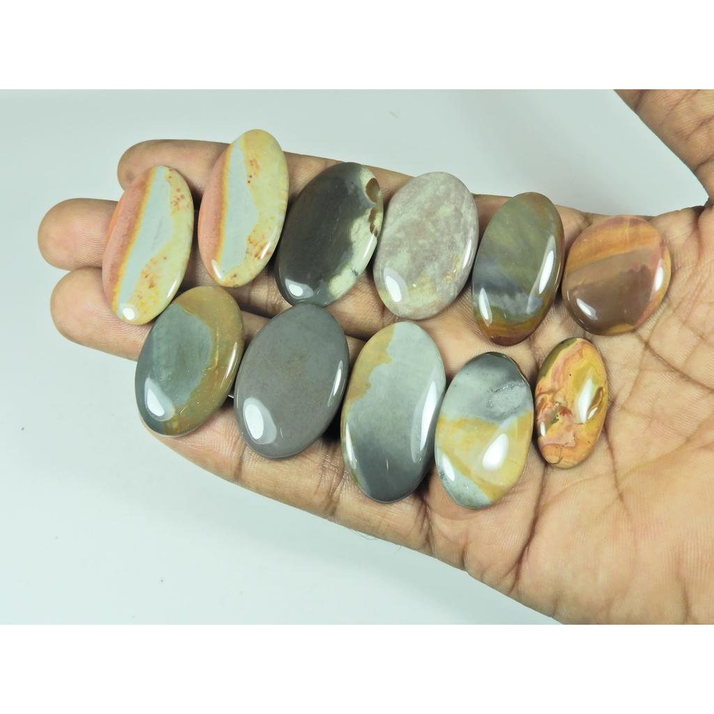 250Cts. Natural Imperial Jasper Oval Shape Cabochon Loose Gemstone 11Pcs Lot C-2941