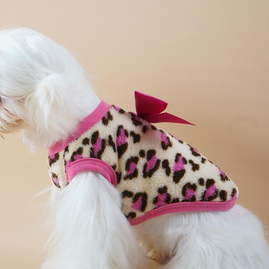 Adorable Coral Fleece Puppy Clothes With Leopard Print For Fall And Winter Celebrations