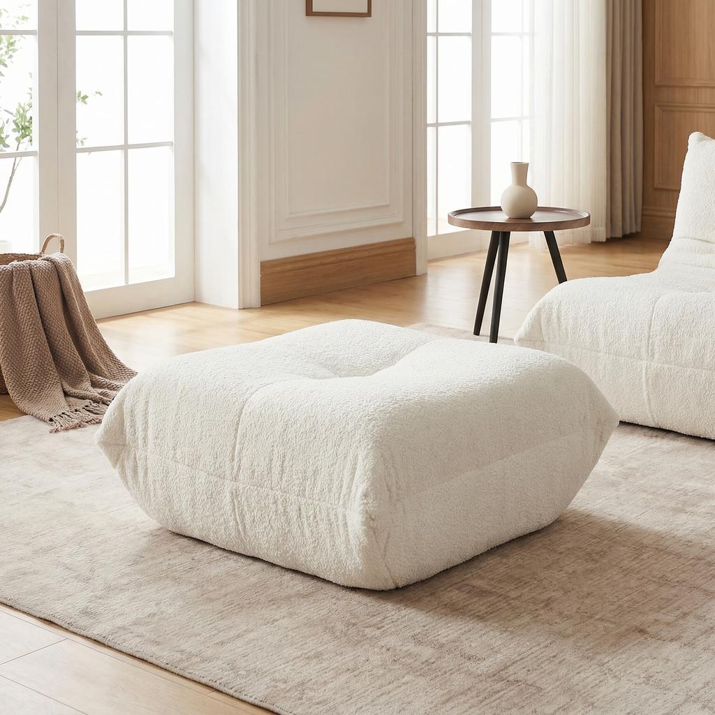 Chenille sofa footstools complement sofas of all styles; Togo sofa footstools, stylish shoe benches