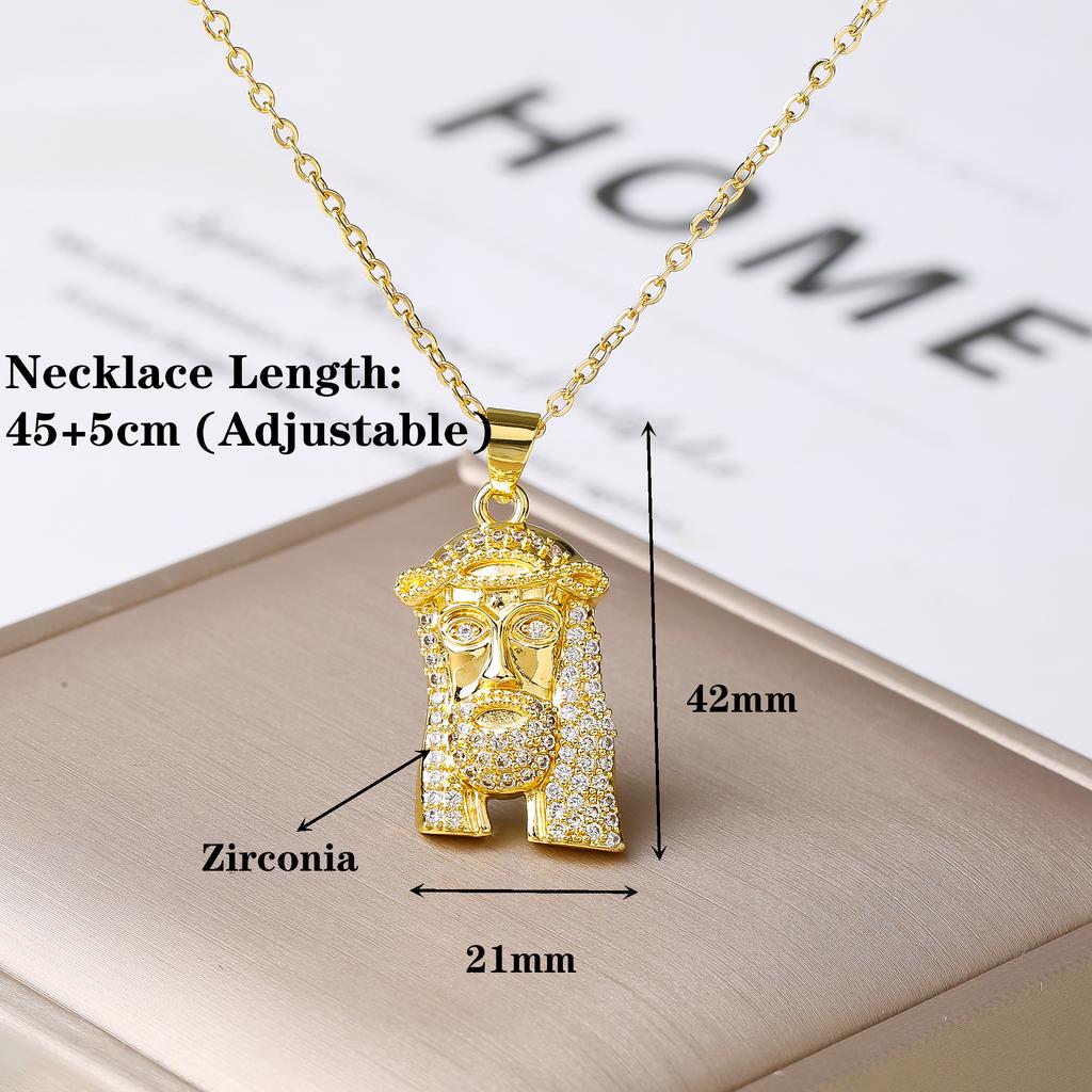 New Arrival Religion Moon/Arch Shaped Virgin Mary Jesus Zirconia Pendant Necklace Elegant Vintage Charm Jewelry Gift for Women