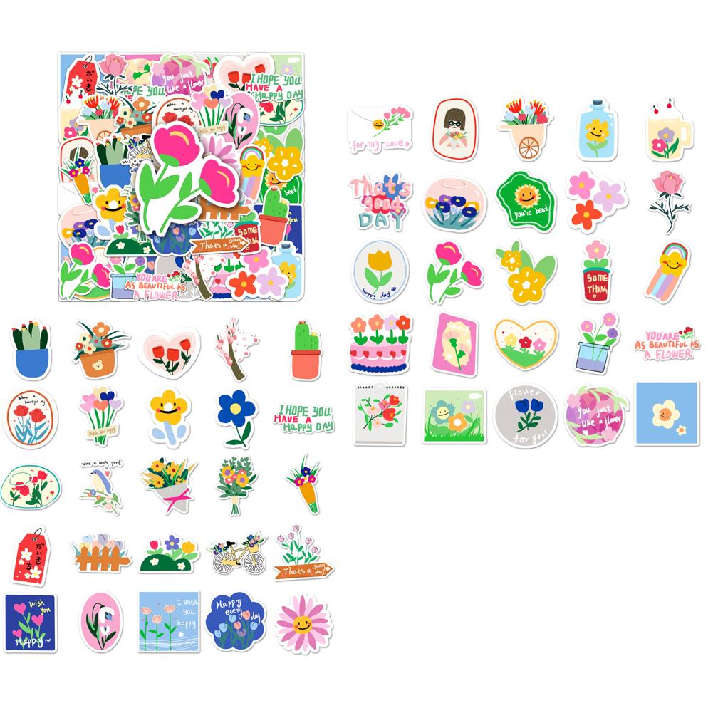 50 шт цветочные наклейки, водонепроницаемые эстетические наклейки Florl для бутылок с водой, ноутбука, скрапбукинга, ведения журналов, милые цветочные наклейки для взрослых, женщин, подростков