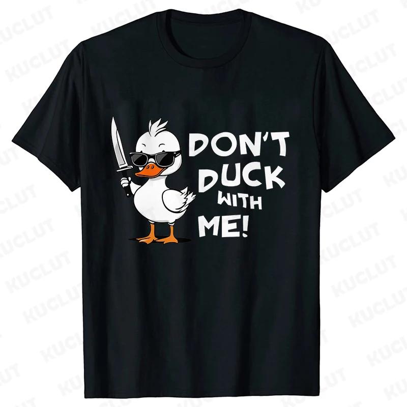 Summer Men's Fashion T-shirts Duck with Knife Print Men Casual Tee Shirts Short Sleeve Round Neck Tops Harajuku Streetwear