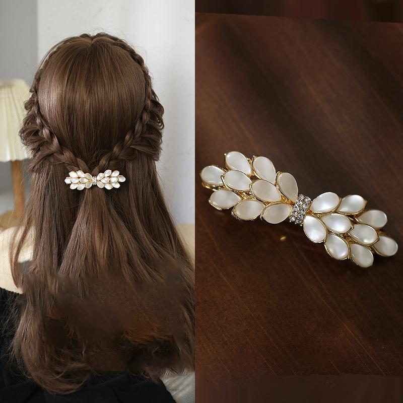 Elegant Floral Hair Barrette, French Clip Spring Hair Claw, Accents, Bridal Hair Accessory For Half-Up Hairstyles