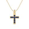 Blue Sapphire Religious Cross Pendant- Sterling Silver