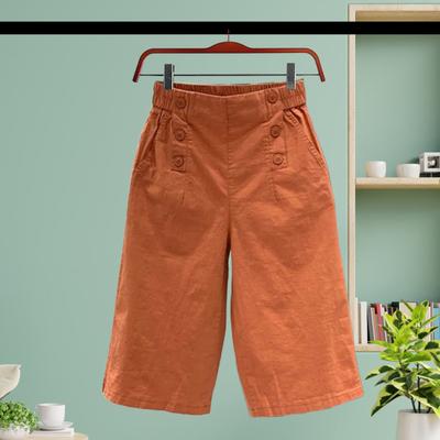 Женские укороченные брюки, эластичные, с высокой талией, летние, тонкие, повседневные брюки с карманами, однотонные, свободного кроя, широкие шаровары