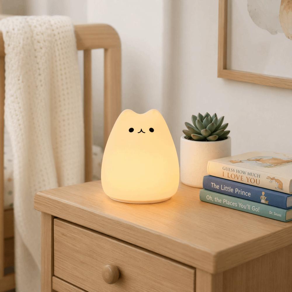 Ночник кошка на батарейках, портативный светодиодный ночник, для спальни