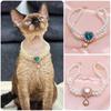 Cross-Border Pet Pearl Gemstone Collar: Double-Layer Cat Dog Necklace with Princess Pendant