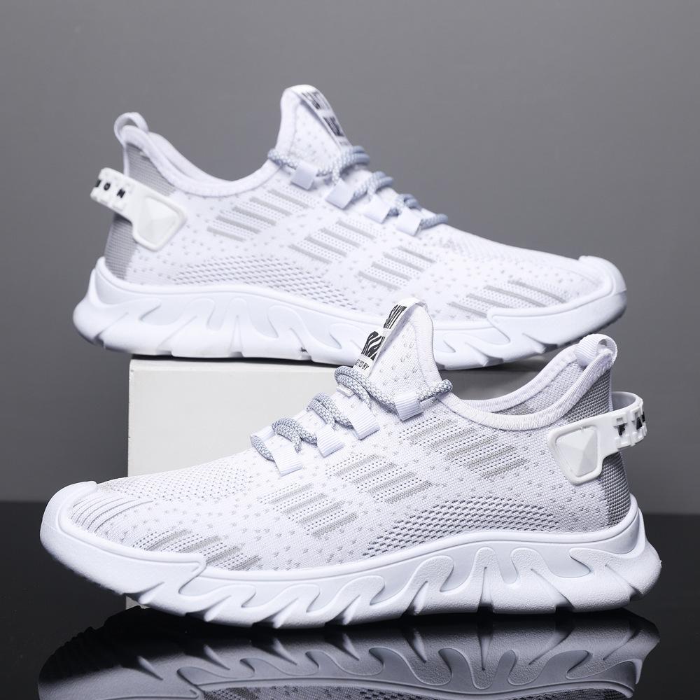 Мужская летняя обувь из летучей трикотажной сетки, модная дышащая спортивная обувь, универсальная повседневная обувь, легкая обувь на мягкой подошве, студенческая обувь для бега