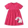 2-7 Years Girls Short Sleeve O-neck Cartoon Print Dress Summer Casual Dress