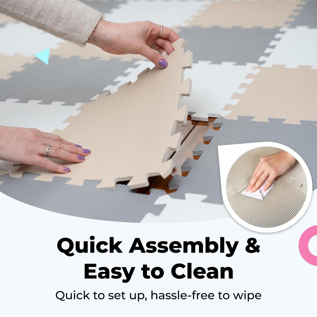 Soft Interlocking Foam Play Mat for Babies, Safe Floor Tiles for Crawling & Development