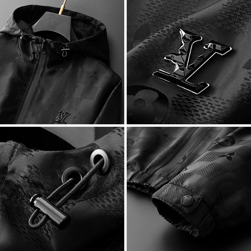 Модная европейская мужская жаккардовая куртка с капюшоном 2025 года - Повседневное пальто с темным узором