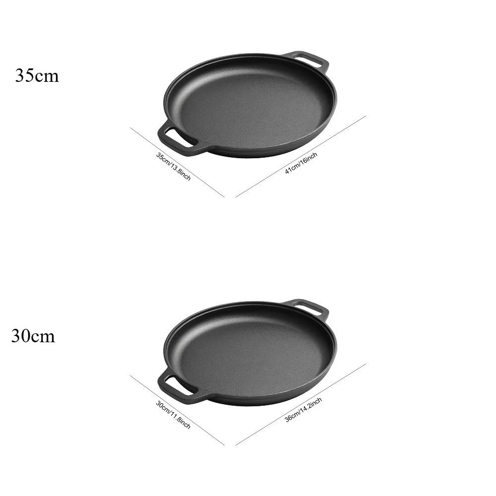 1Pcs Round Double Handle Cast Iron Frying Pan Grill Pancake Pizza Pan Kitchen Cooking Pan for Camping Pancakes and Pizza