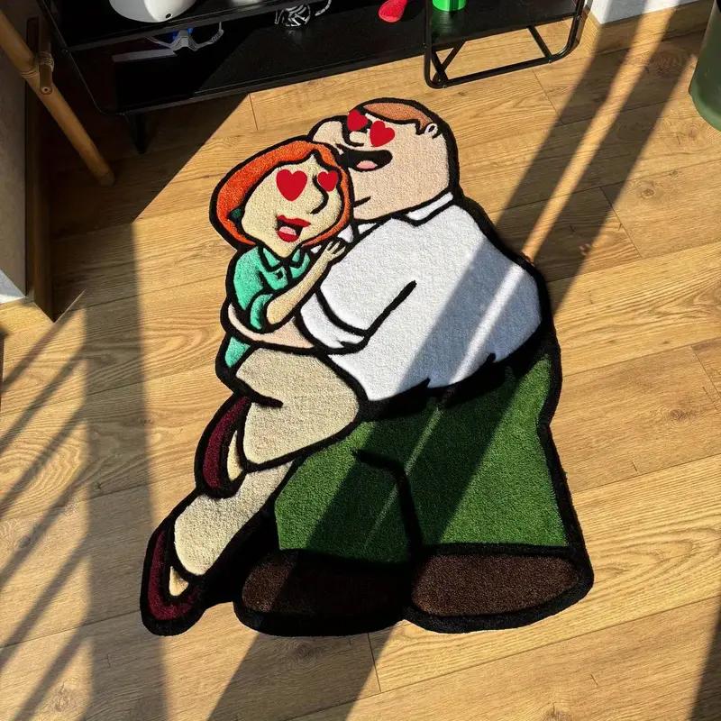 Cartoon Characters Pattern Rug Irregular Bedroom Carpet Soft Fluffy Plush Bedside Carpets Home Decoration Non-slip Floor Mat