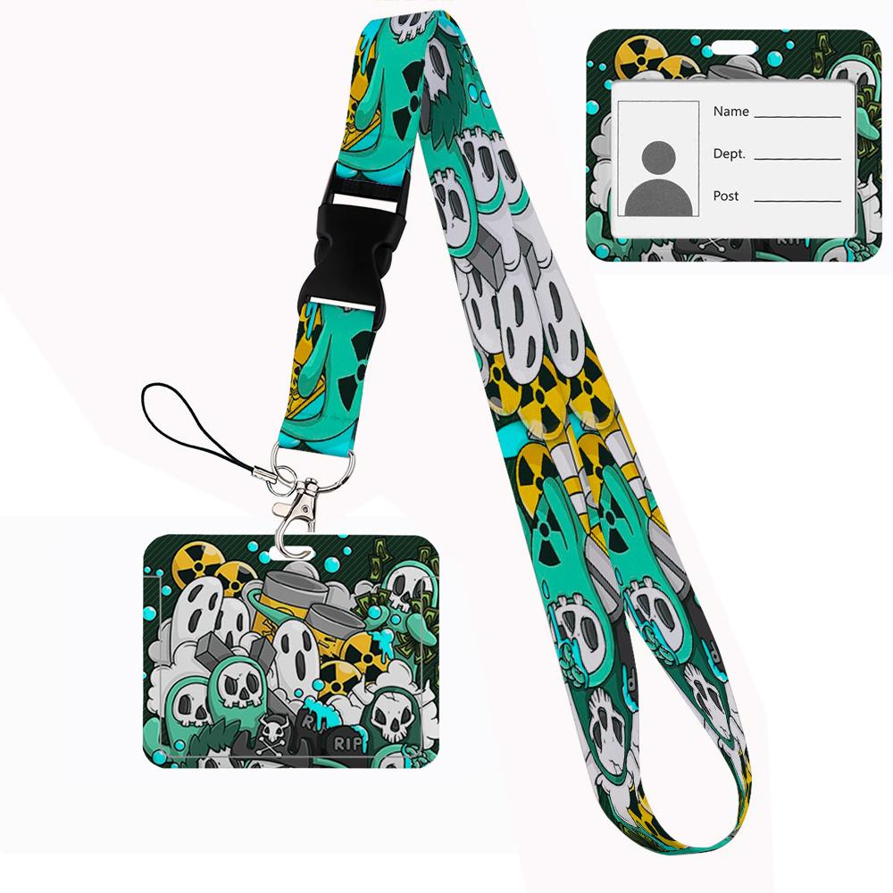Дизайн скелета Lanyard Держатель для визиток и кредитных карт на шею Брелок-веревка Держатель для ID-бейджа Lariat Lasso