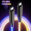 RGB Color Light PD 66W Type C To Type C Fast Charging Data Cable For Xiaomi Redmi Samsung Huawei OPPO 6A USB C Charge Data Cord