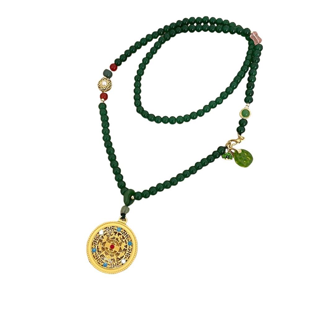 Zinc Zinc Alloy Pendant Pearl Beaded Necklaces Lucky Bag Vintage Sweater Chain  Cheongsam