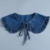 Korean Elegant Large Lapel Wood Ear Doll Collar Fake Collar Ruffled Strap Shawl Denim