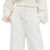 PINKO Beige Drawstring Wide-Leg Sweatpants Soft Skin-Friendly Fabric Embroidered Logo Long Curved Casual Pants Women bottoms PAF261832092