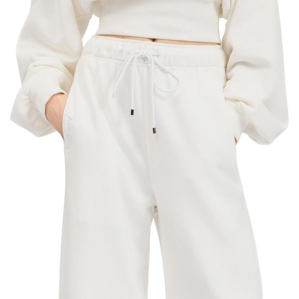 PINKO Beige Drawstring Wide-Leg Sweatpants Soft Skin-Friendly Fabric Embroidered Logo Long Curved Casual Pants Women bottoms PAF261832092