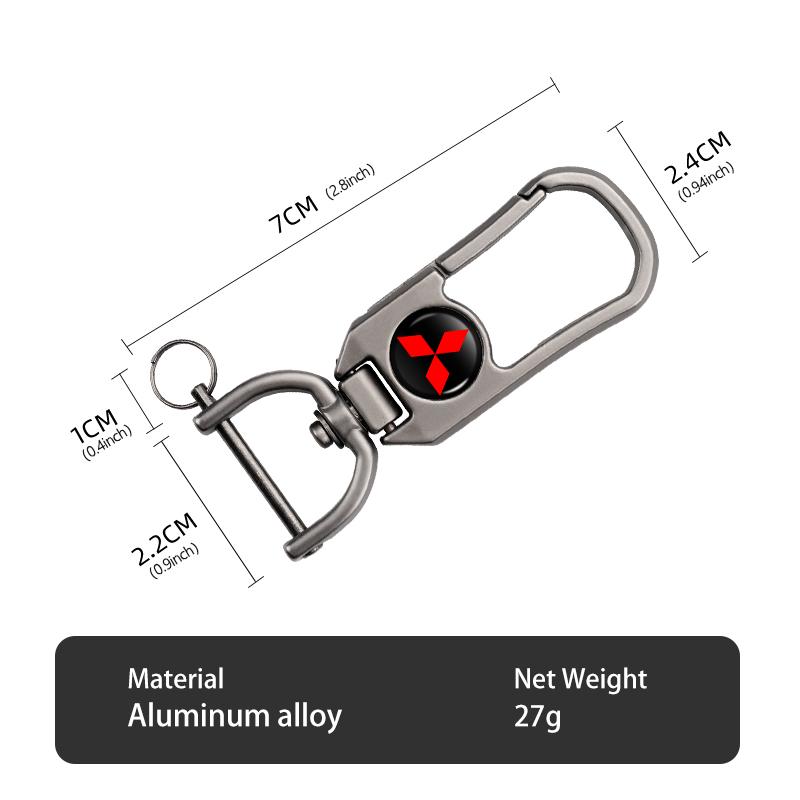 For Mitsubishi Aluminum Alloy Car Styling Keychain Emblems Keyring Key Decoration Ring Outlander Lancer L200 ASX Pajero Grandis