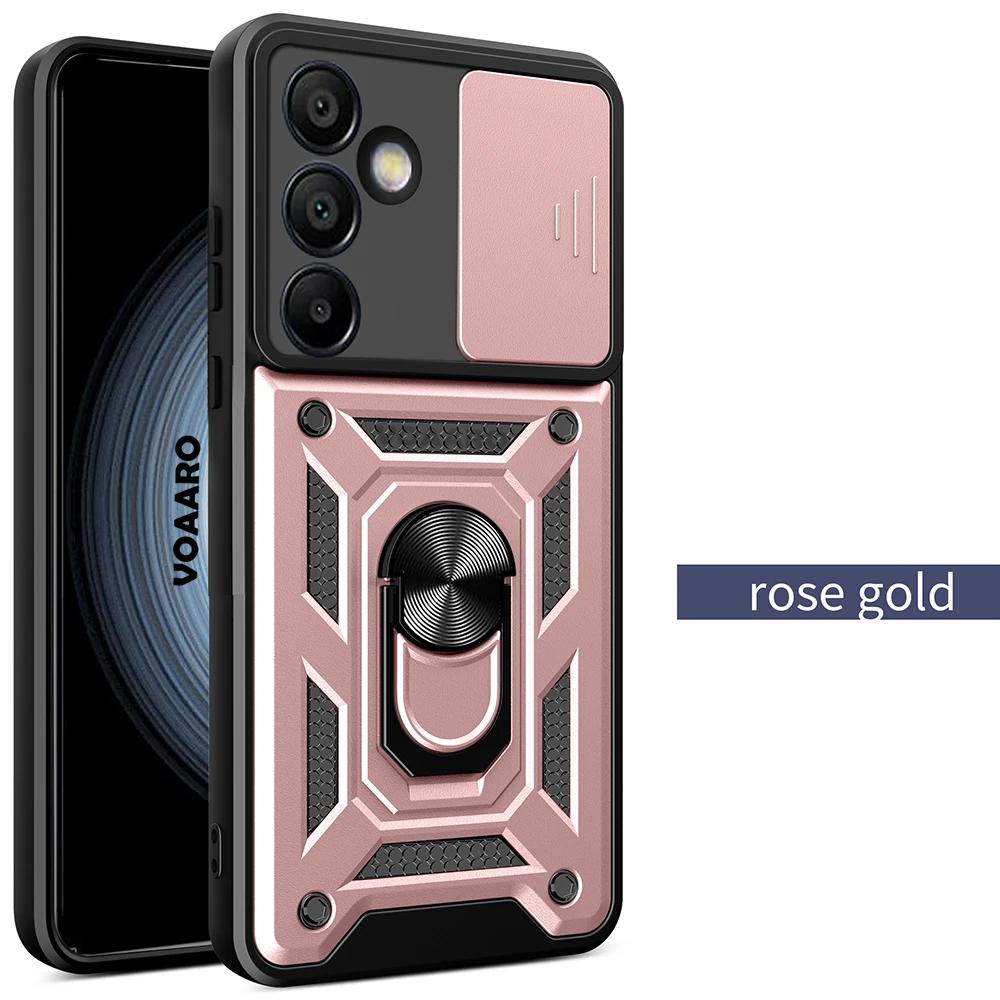 Чехол-подставка с магнитным кольцом Slide Lens Armor Funda для Samsung Galaxy S24 FE Ultra S23 Plus Ultra M15 F15 M55 A15 A55 A35 5G